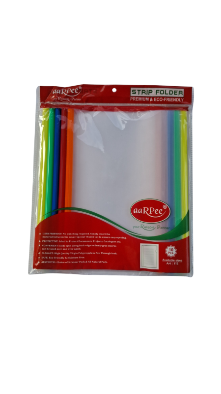 Stick file | A4 size | 5 colour sticks | Transparent | Pack of 10 pcs