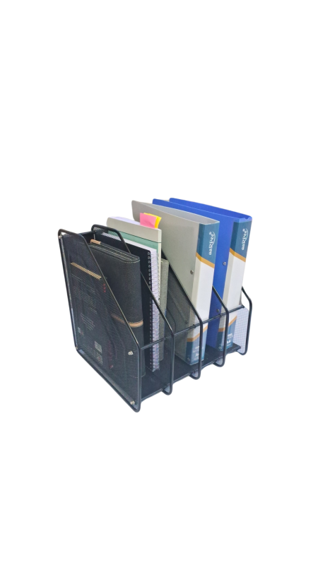 File organizer | 4 compartments with front support stick | Steel framework